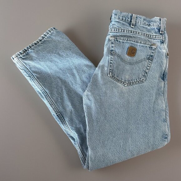 Vtg Carhartt Denim Jeans Mens MEASURES APPROX  32X28.5 Made USA Gorp Work - Picture 4 of 16